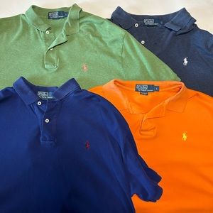 Lot of 4 authentic Polo by Ralph Lauren size L soft touch interlock polo shirts
